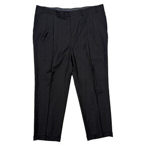Canali Dress Pants Textured Pleated Wool Trousers Made in Italy Black 42x31